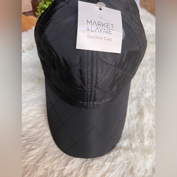Market and Layne black quilted baseball hat with adjustable band new - Picture 2 of 7